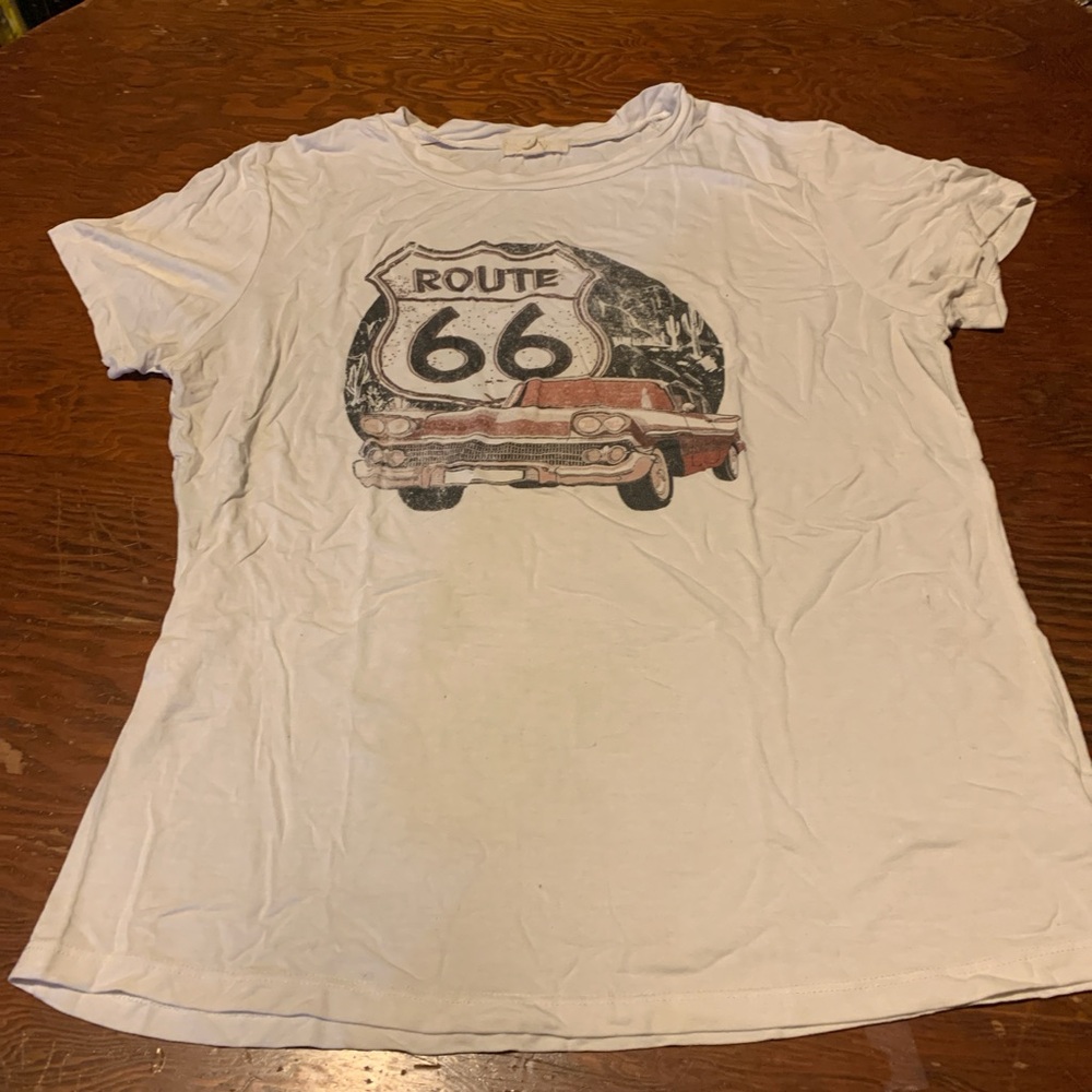 White Route 66 Graphic Fitted Tee